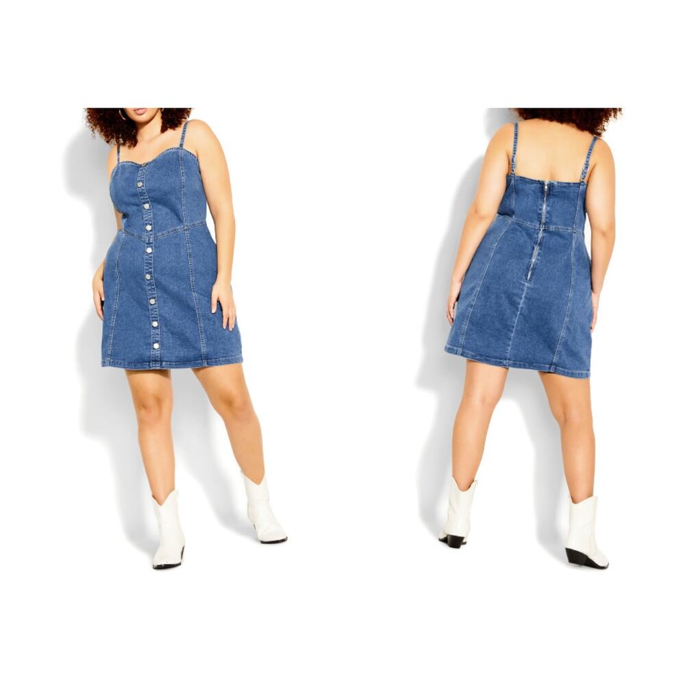 City Chic Buttoned Up Pinafore Mini Dress